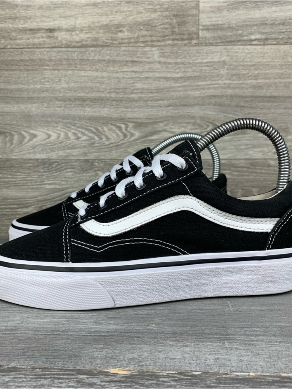 Womens Vans Canvas Black and White Low-Top Old Skool Skate Shoes size 5.5 - Picture 5 of 8